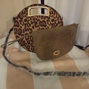 Mali & Lili NWT Leopard Print Handbag additional Suede Leather Vtg Shoulder Bag